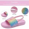 WateLves Toddler Boys Girls Slides Sandals for Swim Beach Kids Water Shoes Casual Summer Slippers(Fishscale/Rainbow)