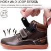 WateLves Toddler Little Kids Wide Barefoot Shoes Girls Boys Fashion Boots High Top Hook and Loop Sneaker Casual Lightweight Walking Shoes(Brown)