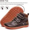 WateLves Toddler Little Kids Wide Barefoot Shoes Girls Boys Fashion Boots High Top Hook and Loop Sneaker Casual Lightweight Walking Shoes(Brown)