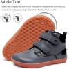 WateLves Toddler Little Kids Wide Barefoot Shoes Girls Boys Fashion Boots High Top Hook and Loop Sneaker Casual Lightweight Walking Shoes(Grey)
