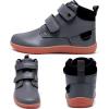 WateLves Toddler Little Kids Wide Barefoot Shoes Girls Boys Fashion Boots High Top Hook and Loop Sneaker Casual Lightweight Walking Shoes(Grey)