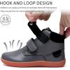 WateLves Toddler Little Kids Wide Barefoot Shoes Girls Boys Fashion Boots High Top Hook and Loop Sneaker Casual Lightweight Walking Shoes(Grey)