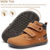 WateLves Toddler Little Kids Wide Barefoot Shoes Girls Boys Fashion Boots High Top Hook and Loop Sneaker Casual Lightweight Walking Shoes(Light Brown)
