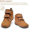 WateLves Toddler Little Kids Wide Barefoot Shoes Girls Boys Fashion Boots High Top Hook and Loop Sneaker Casual Lightweight Walking Shoes(Light Brown)