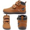 WateLves Toddler Little Kids Wide Barefoot Shoes Girls Boys Fashion Boots High Top Hook and Loop Sneaker Casual Lightweight Walking Shoes(Light Brown)