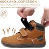 WateLves Toddler Little Kids Wide Barefoot Shoes Girls Boys Fashion Boots High Top Hook and Loop Sneaker Casual Lightweight Walking Shoes(Light Brown)