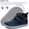 WateLves Toddler Little Kids Wide Barefoot Shoes Girls Boys Fashion Boots High Top Hook and Loop Sneaker Casual Lightweight Walking Shoes(Navy)