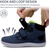 WateLves Toddler Little Kids Wide Barefoot Shoes Girls Boys Fashion Boots High Top Hook and Loop Sneaker Casual Lightweight Walking Shoes(Navy)