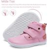 WateLves Toddler Little Kids Wide Barefoot Shoes Girls Boys Fashion Boots High Top Hook and Loop Sneaker Casual Lightweight Walking Shoes(Pink)