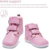 WateLves Toddler Little Kids Wide Barefoot Shoes Girls Boys Fashion Boots High Top Hook and Loop Sneaker Casual Lightweight Walking Shoes(Pink)