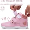 WateLves Toddler Little Kids Wide Barefoot Shoes Girls Boys Fashion Boots High Top Hook and Loop Sneaker Casual Lightweight Walking Shoes(Pink)