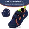 WateLves Toddler Little Kids Wide Barefoot Shoes The First Walking Shoes Girls Boys Breathable Zero Drop Minimalist Sneakers with Wide Toe Box Natural to Grow(Navy/Orange)