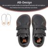 WateLves Toddler Little Kids Wide Barefoot Shoes The First Walking Shoes Girls Boys Breathable Zero Drop Minimalist Sneakers with Wide Toe Box Natural to Grow(Plush/Dark Gray)