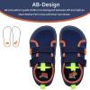 WateLves Toddler Little Kids Wide Barefoot Shoes The First Walking Shoes Girls Boys Breathable Zero Drop Minimalist Sneakers with Wide Toe Box Natural to Grow(Navy/Orange)