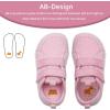 WateLves Toddler Little Kids Wide Barefoot Shoes The First Walking Shoes Girls Boys Breathable Zero Drop Minimalist Sneakers with Wide Toe Box Natural to Grow(Cute Pink)