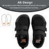 WateLves Toddler Little Kids Wide Barefoot Shoes The First Walking Shoes Girls Boys Breathable Zero Drop Minimalist Sneakers with Wide Toe Box Natural to Grow(Black)