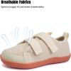 WateLves Toddler Little Kids Wide Barefoot Shoes The First Walking Shoes Girls Boys Breathable Zero Drop Minimalist Sneakers with Wide Toe Box Natural to Grow(Beige)