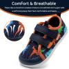 WateLves Toddler Little Kids Wide Barefoot Shoes The First Walking Shoes Girls Boys Breathable Zero Drop Minimalist Sneakers with Wide Toe Box Natural to Grow(Navy Dinosaur)