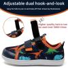 WateLves Toddler Little Kids Wide Barefoot Shoes The First Walking Shoes Girls Boys Breathable Zero Drop Minimalist Sneakers with Wide Toe Box Natural to Grow(Navy Dinosaur)