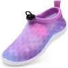 WateLves Toddler Water Shoes Kids Boys and Girls Quick Dry Lightweight Non-Slip Aqua Swim Socks with Flexible Thick Sole for Beach, Pool, Surfing(Purple Fishscales)