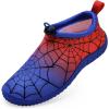 WateLves Toddler Water Shoes Kids Boys and Girls Quick Dry Lightweight Non-Slip Aqua Swim Socks with Flexible Thick Sole for Beach, Pool, Surfing(Red/Blue)