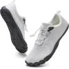WateLves Water Shoes Men Women Beach Barefoot Aqua Socks Breathable Wide Swim Outdoor Walking Anti Slip Pool Shoes for Hiking Kayaking Diving Surfing(B-white/Grey)