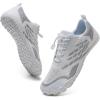 WateLves Water Shoes Men Women Beach Barefoot Aqua Socks Breathable Wide Swim Outdoor Walking Anti Slip Pool Shoes for Hiking Kayaking Diving Surfing(C-white/Grey)