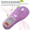 WateLves Water Shoes for Toddler Little Kid Minimalist Wide Barefoot Zero Drop Sole Splay Naturally Aqua Sneakers Boys Girls(Dq/Purple)