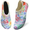 WateLves Water Shoes for Womens Mens Barefoot Quick-Dry Aqua Socks for Beach Swim Surf Yoga Exercise New Translucent Color Soles(Colorful Flowers)