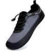 WateLves Wide Diabetic Shoes Mens Womens Water-Beach-Swim-Barefoot Shoes Breathable & Non-Slip & Optimal Relaxation Walking Sneakers(Black Gray)