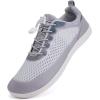 WateLves Wide Diabetic Shoes Mens Womens Water-Beach-Swim-Barefoot Shoes Breathable & Non-Slip & Optimal Relaxation Walking Sneakers(White Gray)