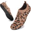 WateLves Womens Barefoot Water Shoes Travel House Slippers for Indoor and Outdoor Aqua Socks for Beach Swim Surf Yoga Dancing Camping Must Haves(Leopard-brown)