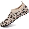 WateLves Womens Barefoot Water Shoes Travel House Slippers for Indoor and Outdoor Aqua Socks for Beach Swim Surf Yoga Dancing Camping Must Haves(Leopard-beige)