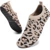 WateLves Womens Barefoot Water Shoes Travel House Slippers for Indoor and Outdoor Aqua Socks for Beach Swim Surf Yoga Dancing Camping Must Haves(Leopard-beige)