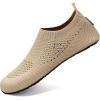 WateLves Womens Barefoot Water Shoes Travel House Slippers for Indoor and Outdoor Aqua Socks for Beach Swim Surf Yoga Dancing Camping Must Haves(Shiny/Beige)