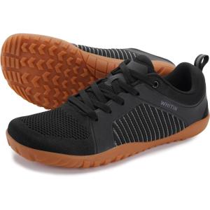 WHITIN Men’s Barefoot Trail-Running Shoes | Wide Toe-Box | Zero-Drop Sole | Optimal Traction(W51 Black Gum)