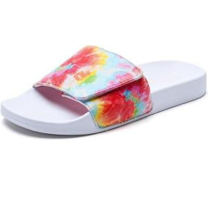 WateLves Kids Slide Sandals Boys Comfortable Slip-On Sandals Youth Big Kids Summer Slippers for Beach Pool Shower Little/Big Kid(Tied Dye Red)