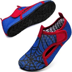 WateLves Kids Water Shoes Toddler Barefoot Swim Beach Shoes Girls Boys Breathable Quick Dry Aqua Socks(Blue Red)