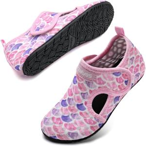 WateLves Kids Water Shoes Toddler Barefoot Swim Beach Shoes Girls Boys Breathable Quick Dry Aqua Socks(Fish Scales)