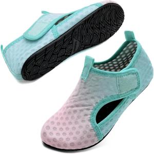 WateLves Kids Water Shoes Toddler Barefoot Swim Beach Shoes Girls Boys Breathable Quick Dry Aqua Socks(Pink Green)