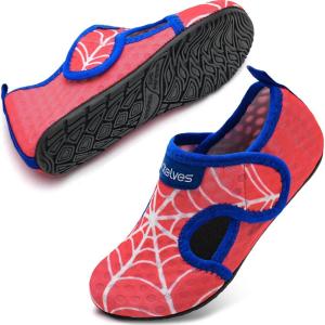 WateLves Kids Water Shoes Toddler Barefoot Swim Beach Shoes Girls Boys Breathable Quick Dry Aqua Socks(Red Blue)