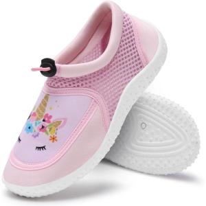 WateLves Kids Water Shoes for Boys and Girls Quick Dry Barefoot Aqua Socks Beach Swim Pool Shoes Toddler Little Kid to Big Kid(Pink Unicorn)