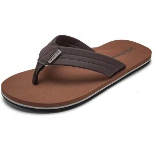 WateLves Mens-Flip-Flops-Thong-Sandals-with-Arch-Support Lightweight-Water-Shoes Open-Toe Comfort Summer-Beach-Slippers for Pool-Showers-Dorms Indoor-Outdoor(Jt304/Dark Brown)