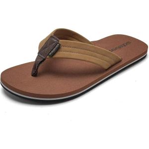 WateLves Mens-Flip-Flops-Thong-Sandals-with-Arch-Support Lightweight-Water-Shoes Open-Toe Comfort Summer-Beach-Slippers for Pool-Showers-Dorms Indoor-Outdoor(Jt304/Light Brown)