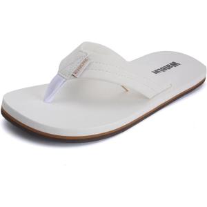 WateLves Mens-Flip-Flops-Thong-Sandals-with-Arch-Support Lightweight-Water-Shoes Open-Toe Comfort Summer-Beach-Slippers for Pool-Showers-Dorms Indoor-Outdoor(Lz304/White)