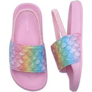 WateLves Toddler Boys Girls Slides Sandals for Swim Beach Kids Water Shoes Casual Summer Slippers(Fishscale/Rainbow)
