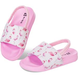 WateLves Toddler Boys Girls Slides Sandals for Swim Beach Kids Water Shoes Casual Summer Slippers(Flamingo/Pink)