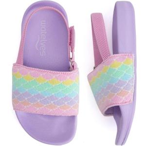 WateLves Toddler Boys Girls Slides Sandals for Swim Beach Kids Water Shoes Casual Summer Slippers(Fly Wove-fish Scale)