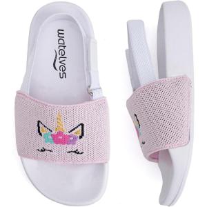 WateLves Toddler Boys Girls Slides Sandals for Swim Beach Kids Water Shoes Casual Summer Slippers(Fly Wove-unicorn)
