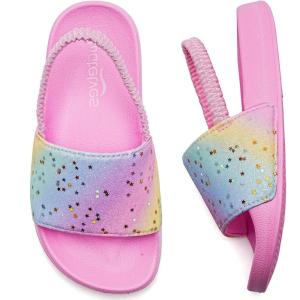 WateLves Toddler Boys Girls Slides Sandals for Swim Beach Kids Water Shoes Casual Summer Slippers(Glitte/Star)